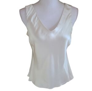 kasper silk sleeveless vneck blouse 100% silk cream womens size 8
